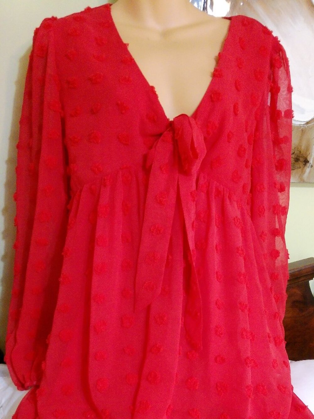 RED RUFFLE DRESS GOOD CONDITION SIZE XL - Picture 1 of 6
